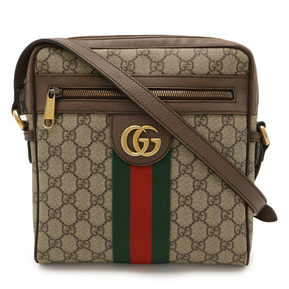 Gucci Ophidia Messenger Bag GG Supreme Sherry Leather Beige Cream Mocha Brown